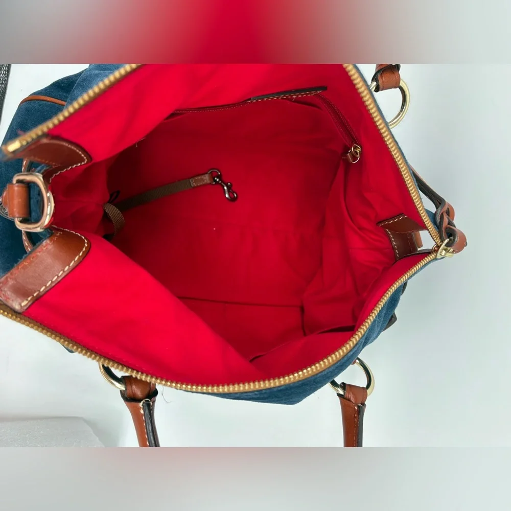 Dooney Bourke RARE Blue Suede Nubuck Satchel in Large - Picture 8 of 9